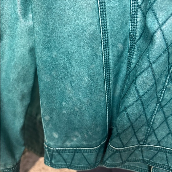 Blanc Noir Teal Leather Jacket - Picture 5 of 6